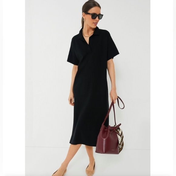 Tuckernuck Channing Polo Black Midi Dress NWT XXL Preppy Capsule Old Money - Picture 1 of 15